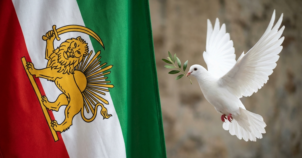 Flag of Iran (pre-1979) with dove